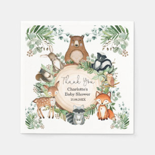 Serviette En Papier Végétal Bois Animaux Baby shower 1er anniversaire