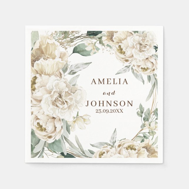 Serviette En Papier Végétation botanique noire mariage d'hiver simple (Devant)