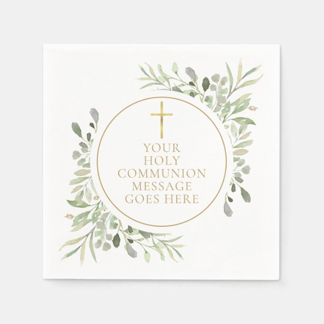 Serviette En Papier Végétation de la Sainte Communion Aquarelle Floral (Devant)