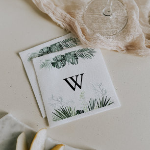 Serviette En Papier Végétation tropicale Blanc Floral Mariage