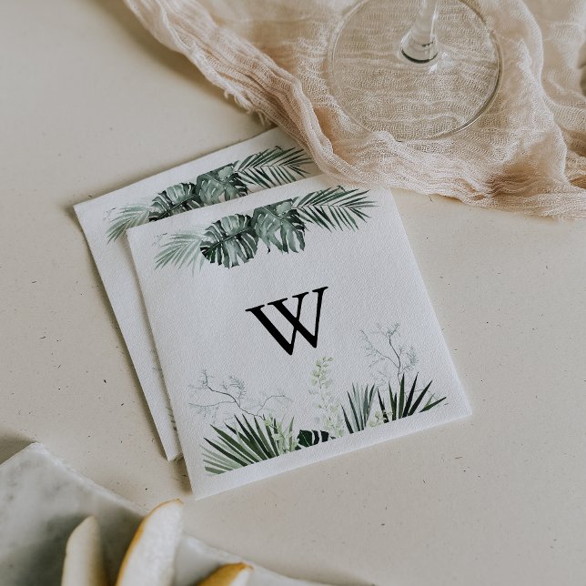 Serviette En Papier Végétation tropicale Blanc Floral Mariage (Créateur téléchargé)