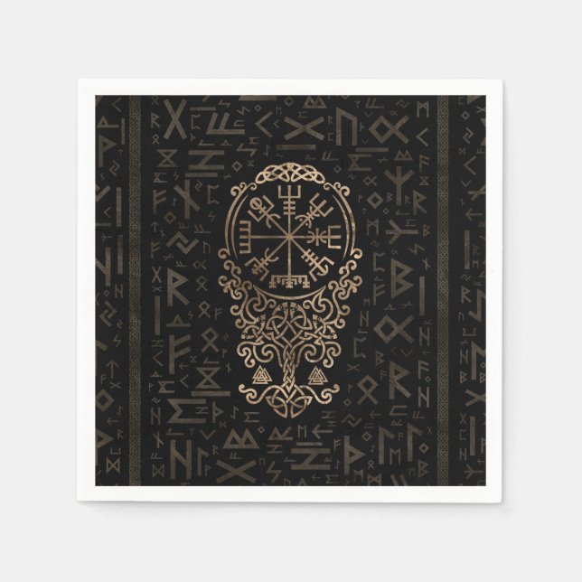 Serviette En Papier Vegvisir - Viking Compass sur Futhark motif (Devant)
