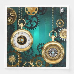 Serviette En Papier Veille bijoux Steampunk sur un Arrière - plan vert