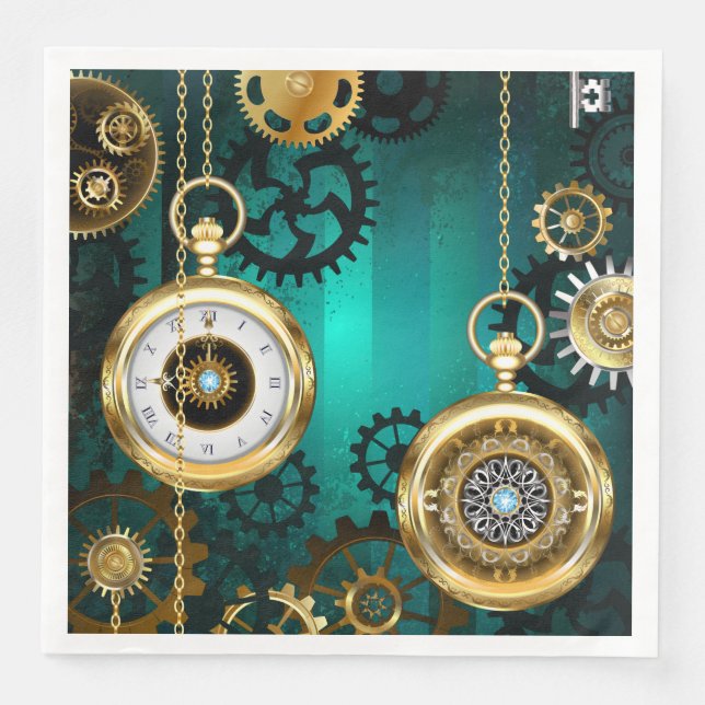 Serviette En Papier Veille bijoux Steampunk sur un Arrière - plan vert (Devant)