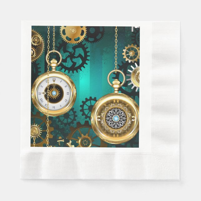 Serviette En Papier Veille bijoux Steampunk sur un Arrière - plan vert (Devant)