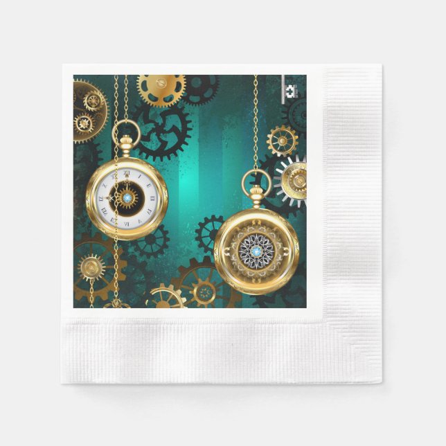 Serviette En Papier Veille bijoux Steampunk sur un Arrière - plan vert (Devant)