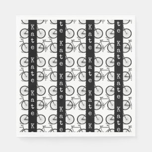 Serviette En Papier Vélo Art Motif Strié NOM ET COULEUR PERSONNALISÉS