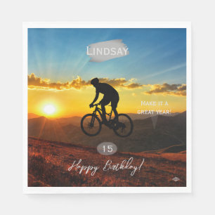 Serviette En Papier Vélo avec Arrière - plan coucher de soleil Napkin 