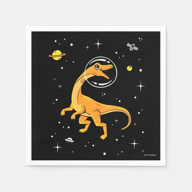 Serviette En Papier Velocirapos Jaune Et Orange Dans L'Espace (Devant)