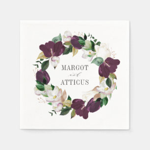 Serviette En Papier Velvet Magnolias   Mariage personnalisé Napkin