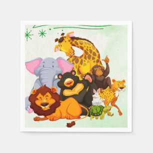 Serviette En Papier Venez Rejoindre La Fête des Animaux de Safari 