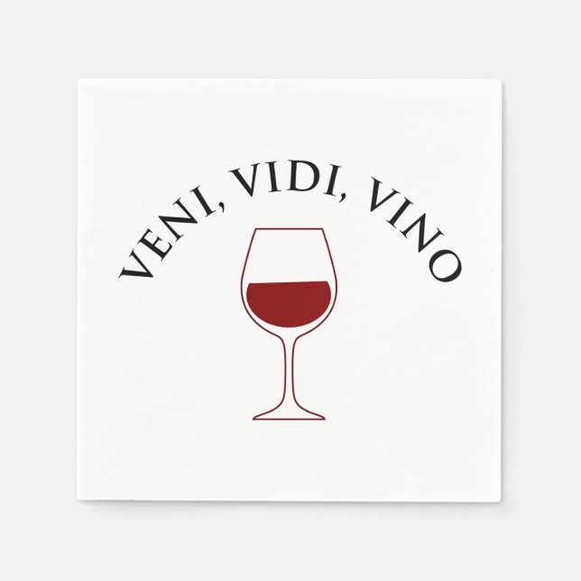 Serviette En Papier Veni, Vidi, Vino Amoureux Du Vin Latino Phrase (Devant)