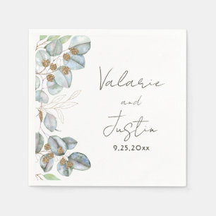 Serviette En Papier Verdure Aquarelle Eucalyptus Mariage serviettes