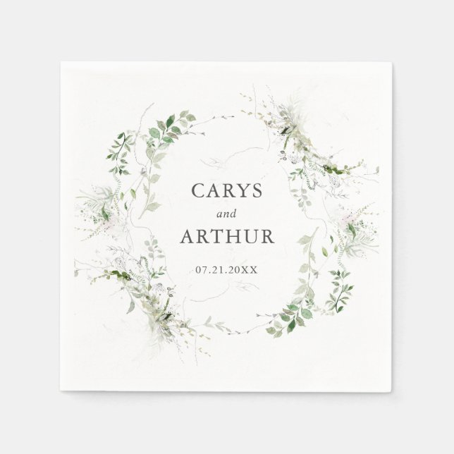 Serviette En Papier Verdure couronne Mariage moderne (Devant)