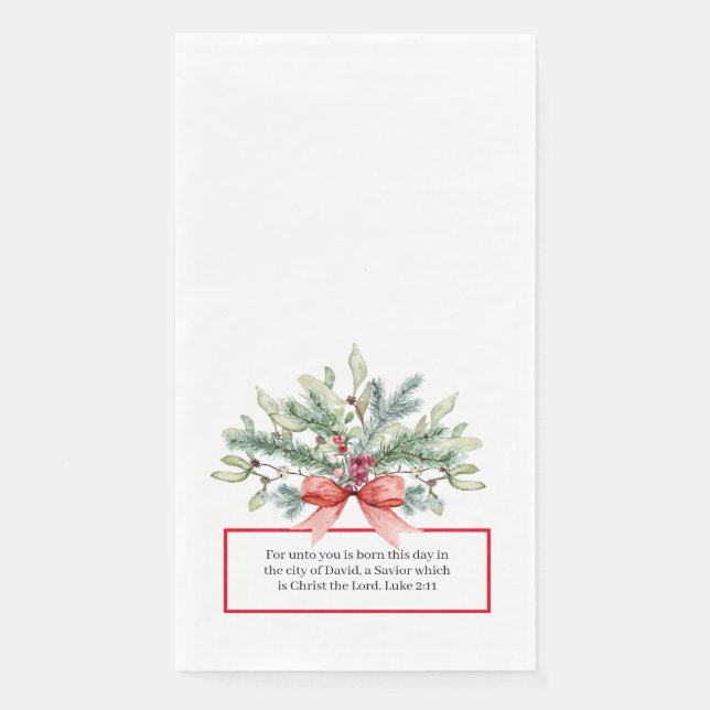 Serviette En Papier Verdure de Noël Bible chrétienne religieuse Verse (Devant)