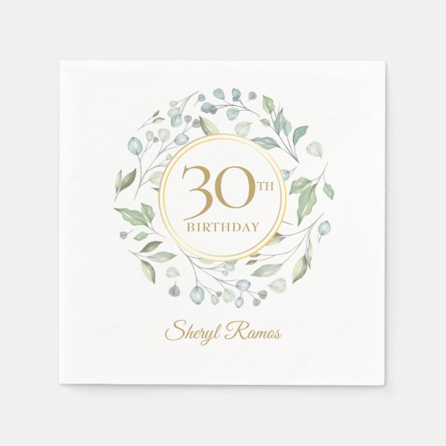 Serviette En Papier Verdure Laurel Garland Gold 30e anniversaire (Devant)