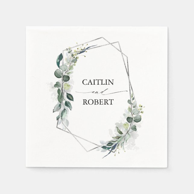 Serviette En Papier Verdure luxuriante et feuillage Eucalyptus Géométr (Devant)