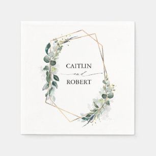 Serviette En Papier Verdure luxuriante et feuillage Eucalyptus Géométr