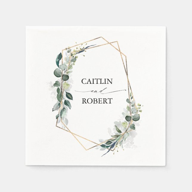 Serviette En Papier Verdure luxuriante et feuillage Eucalyptus Géométr (Devant)