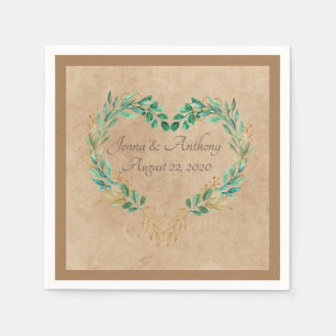Serviette En Papier Verdure rustique Coeur antique Beau Mariage