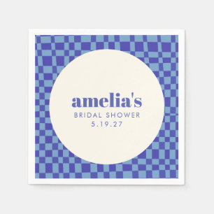 Serviette En Papier Vérificateur Abstrait de Damier Bleu pour Enterrem