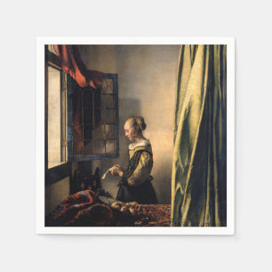 Serviette En Papier Vermeer - Fille lisant une lettre à une fenêtre ou