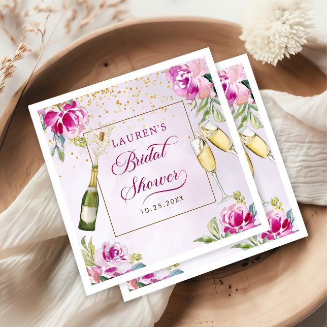 Serviette En Papier Verre à vin Fête des mariées florale (Créateur téléchargé)