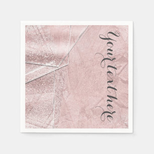 Serviette En Papier Verre cristal à paillettes rose style designer gla