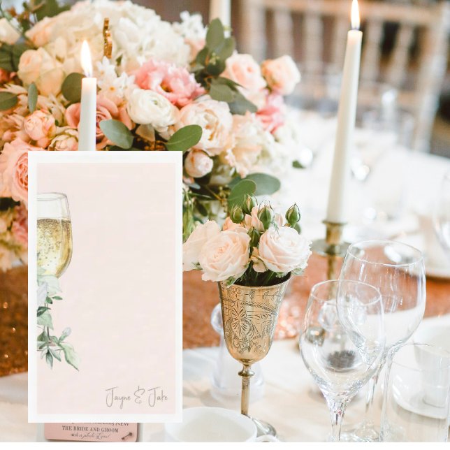 Serviette En Papier Verre de champagne personnalisé rose  (Créateur téléchargé)