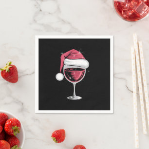 Serviette En Papier Verre de vin rouge Noël drôle Noël Noël Noël Noël 
