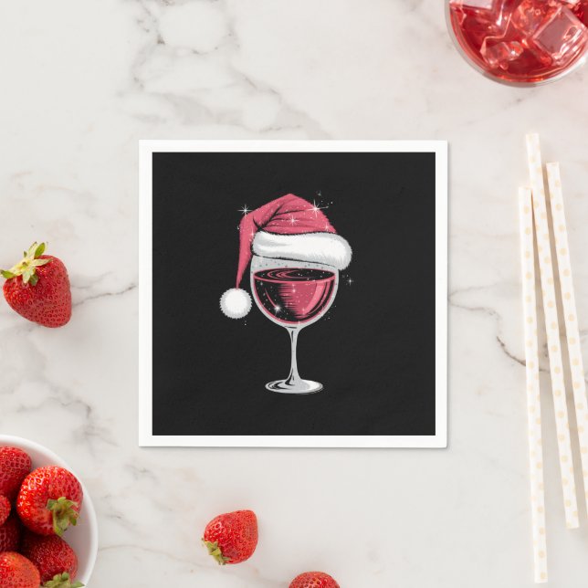 Serviette En Papier Verre de vin rouge Noël drôle Noël Noël Noël Noël  (En situation)