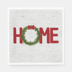Serviette En Papier Verrerie de pin de Noël et texte d'accueil sur bou