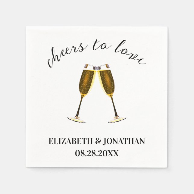 Serviette En Papier Verres à champagne à la santé de l'amour (Devant)