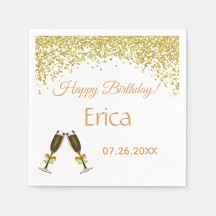 Serviette En Papier Verres à champagne. Anniversaire.