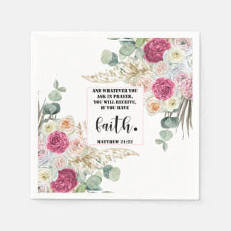 Serviette En Papier Verset de la Bible Matthew Floral Square