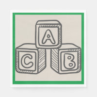 Vert avec blocs Alphabet Baby shower déjeuner