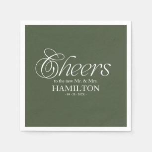 Serviette En Papier Vert de forêt Acclamations Mariage minimaliste mod