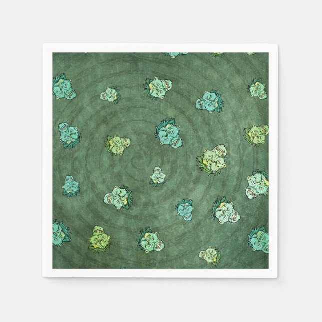 Serviette En Papier Vert Éffrayant Halloween effrayant Zombie Fun (Devant)