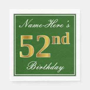 Serviette En Papier Vert élégant, anniversaire d'or de Faux