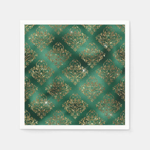 Serviette En Papier Vert élégant et or faux Noël vintage 