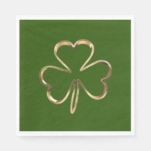 Serviette En Papier Vert et or Saint-Patrick Trèfle irlandais