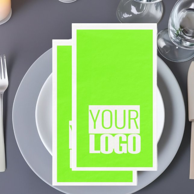 Serviette En Papier vert fluorescent - ajoutez vos serviettes de logo (Créateur téléchargé)