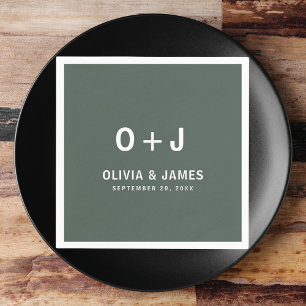 Serviette En Papier Vert Foncé   Moss minimaliste moderne Scandi Maria