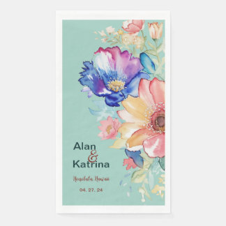 Serviette En Papier Vert menthe gras Floral Sauvage Gras