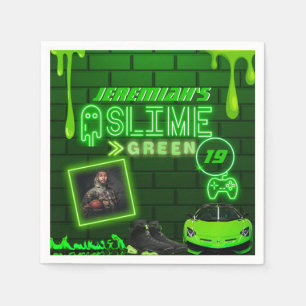 Serviette En Papier Vert mince   Photo fête d'anniversaire Neon Green