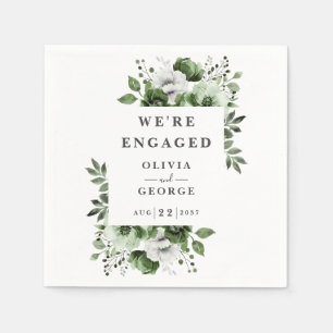 Serviette En Papier Vert olive moderne floral country Engagement Party