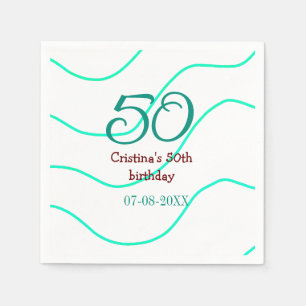Serviette En Papier Vert rouge 50 anniversaire ajouter nom date p