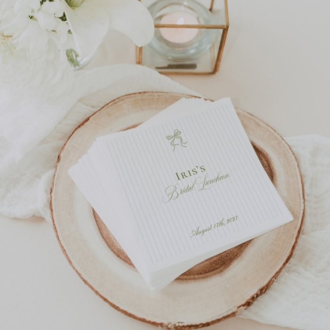 Serviette en papier vert sauge classique pour la d (Classic Sage Green Bridal Shower Paper Napkin)