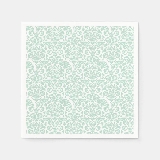 Serviette En Papier Vert sauge Damas Pretty Mignon  (Devant)