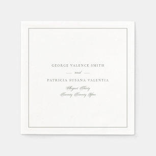Serviette En Papier Vert sauge Élégante Calligraphie Mariage Cadre